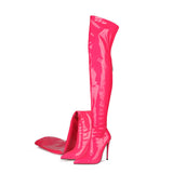 Breakj And Winter New Women's Boots Women Sexy High-Trace Zipper High-Slellaned Sharp Leather Tips Large Size Women