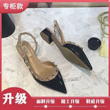Breakj Sandals High Heels Women 2025 Summer New Small Design Rivet Tip French Style Heced