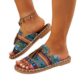 Breakj Bohemian Beach Women's Shoes In The Summer Of 2025 43-Yard Wish Large-Size Flat-Bottomed Slippers For