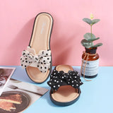 Female Wave Dot Bow Knot Flip Flops Indoor Outside Fashion Flat Sandals for Summer Women Slides 41 2023 Ladies