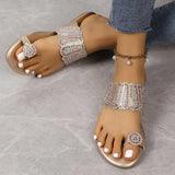 Breakj Large-Size Sleeve Toe Drill Flat-Soled Sandals Women Flat And Light Beach Cool