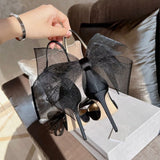 Asymmetric Grosgrain Mesh Bow Women Pumps Pointed Toe Wedding Dress Ladies Shoes Averly 100 High Heels Gladiator