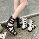 Sandals, Roman Style, Rivet Cutout Back Zip Sandals, Versatile Fashion Casual Sandals 2023 New
