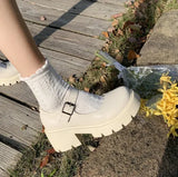 Breakj Jane Students College Wind Single Shoes Women 2023 Spring Autumn New One Word Buckle British Wind Small Leather Shoes
