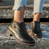 Breakj Short Boots 2025 Autumn New Fashion Belt Buckle Coarse And Martin Boots