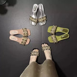 Breakj Women 2025 Summer New French Water Drill Head Rough And Exposed Toe A Word Wearing High And Cold