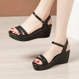 Heel Slope Sandals Women's 2023 Summer New Muffin Thick-Soled Fish Mouth Size 40-43 Open-Toed