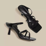 Breakj Summer New French Temperament And A Word Wearing Fairy White Commuting High-Slip Slippers