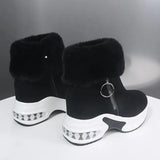 Women Warm Sneaker 2024 Female Casual Push Lined Side Zipper Short Boots Ankle Snow Boots for Ladies Platform Wedge