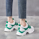 Size 35-40 Women Casual Sneakers Platform Shoes For Women Real Leather Lace Up Heels Pump Cosy Breath Student