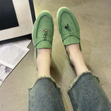 Summer New Sweet Women's Flat Shoes Bean Shoes Autumn Lazy Solid Color Round Head Single Shoes Women's 42 Plus Size
