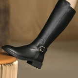 Breakj Boots Female 2024 Spring And Autumn New Winter Add Velvet Round Head Side Zipper Martin But Knee High Boots Small