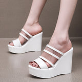 Breakj Plop And Ultra-High Heel Waterproof Table Pine Cake Thick Bottom Fish Mouth Sandals Night Shop Sexy Transparent With Fashion Slippers