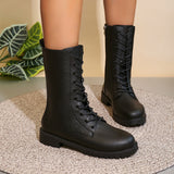 Breakj Autumn New Large-Size Round Head Side Zipper Mid-Sleet English Wind Retro Skinny Boots