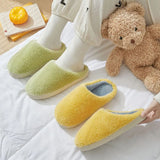 Soft Home Slippers for Women Flat Heels Faux Fur Indoor Couples Shoes 2023 Winter Comfortable Warm Cotton Slippers