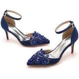 Breakj Cm Fine Heel Large-Size Sandals Banquet Women's Shoes Water Drill Tips High Heel Sandals And Sandals Dress Dress Long