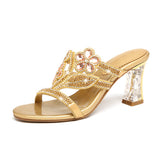 New High-Heeled Diamond Sandals In Summer Wear Slippers With A Thick Heel And A Fish Mouth With A Medium