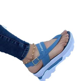 Breakj Summer Large-Size Slope Heel Buckle With Sandals Southeast Asia New Wearing Roman