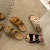 Breakj Thick-Bottomed Boken Slippers 2025 New Belt Buckle Beach Slippers Roman Muller