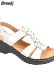 Sandals Women 2023 New Flower Wedge Platform Orthopedics Shoes Retro Rome Casual Comfortable Peep Toe Sandalias De
