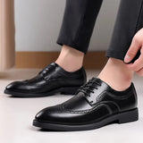 Breakj Men's Shoes Four Seasons New Soft Sole Versatile Leather Face Casual Sports Shoes Wear-Resistant Business Breathable Men's Fashion Shoes Leather Shoes