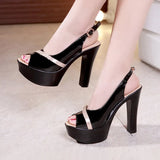 High-Heeled Sandals Summer 2023 Thick Heels Hollowed-Out Korean Version Muffin Waterproof Table Thick-Soled Fish Mouth Shoes Large Size Women's