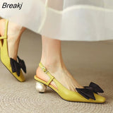 Women's Sandals New Retro Women Pumps Spring Summer Butterfly-Knot High Heels Basic Casual Square Toe Shoes Woman Strange