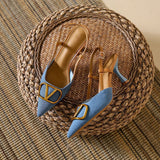 Breakj Design Temperament Blue Single Shoes Spring And Autumn New Pointed High Heel Fine Heel High Heel