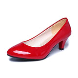 New Black Round High Heels With Shallow Single Shoes Women's Professional Plus Size Work