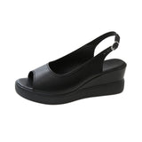 Breakj Slope Heel Sandals Women's Fashion Korean Version After The Buckle Heightening Thin Heel Fish Mouth Women's
