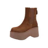 Breakj Platform Heel Martin Boots 2024 New Ultra-High Heel Ankle Boots Platform Bottom Elastic Thin Boots Women's