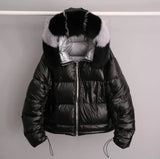 Jacket Women White Duck Down Jacket Big Aritificial Fur Outwear Waterproof Loose Coat Thick Warm Down