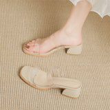 Breakj Mouth Breathable High Heels Transparent Glass Rubber Soft Leather Not Grinding Foot Sandals Women Shallow Mouth New Sandals