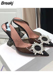 Heels Woman PVC Sandals 2023 Sexy Crystal Heeled Slingbacks Women Pumps Summer Shoes High Heels Wedding Bride