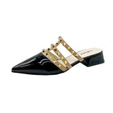 Breakj Heels 2025 Summer New Slippers Wearing Coarse Heel Low Heels Small Heel Half-Bag Pointed Cool Slippers