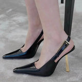 Summer New Shallow Heel Stiletto Heels Women's Feeling Small Square Head Tou Black Sandals Women's