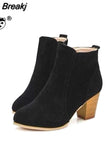 Autumn And Winter Short Cylinder Boots With High Heels Boots Shoes Boots Women Ankle Boots With Thick Scrub
