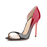 Solid Color Gradient Lacquer Leather Fashion High-Heeled Open-Ended Single Shoes Ebay
