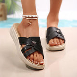 Breakj New Thick Bottom Slippers Cross-Band Exposed Toe Middle-Of-Year-Old Cool Slippers Wearing Stylish Comfortable Soft Bottom Mom
