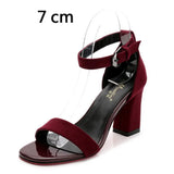 Women 2023 Summer Fashion Sandals Medium High Heel Block Heel Sandals Outdoor Fashion Sandals Women Heels Black Red