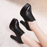 Mouth Block Heels Pumps Women Platform Shoes 2020 Pointed Toe Split Leather Shoes Woman High Heel Office