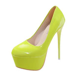 Autumn New Style High Heel Single Shoes Female Spell Color Fine Heel Sexy Single Shoe Waterproof Platform Ultra High Heel Nightclub Women's Shoes