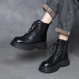 Breakj Leather Retro British Style Martin Boots 2025 Autumn And Winter New Fashion Casual Women's Boots Thick Bottom Increase Short