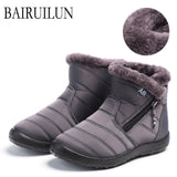 Boots Women Shoes Warm Plush Fur Ankle Boots Winter Female Slip On Flat Casual Shoes 2020 Waterproof Ultralight