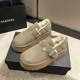 Boots With Fur Women's Rubber Shoes Rain Flat Heel Australia Plush Lolita Snow Leather Med Ladies Basic Ethnic Slipper