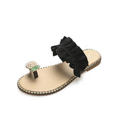 Breakj Large-Size Sandals Women 2023 Summer New Korean Version Of Fashion Wearing Flat-Bottomed Cold