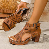 Breakj Coarse-Heeled Sandals Women In The Summer Of 2025 New TEUM Explosion With Hollow