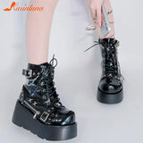 Wedges Ankle Boots For Women Gothic Style Cool Vampire Cosplay Street Women Shoes Motorcycle Boots Comfy Big Size