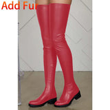 Women's Thigh High Boots Round Toe Block Heel Stretch Over The Knee High Boots Lady's Boots Platform Chunky Sexy