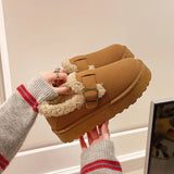 Women's Snow Boots 2024 Autumn And Winter New Large Woolen Shoes Thick-Soled Cotton